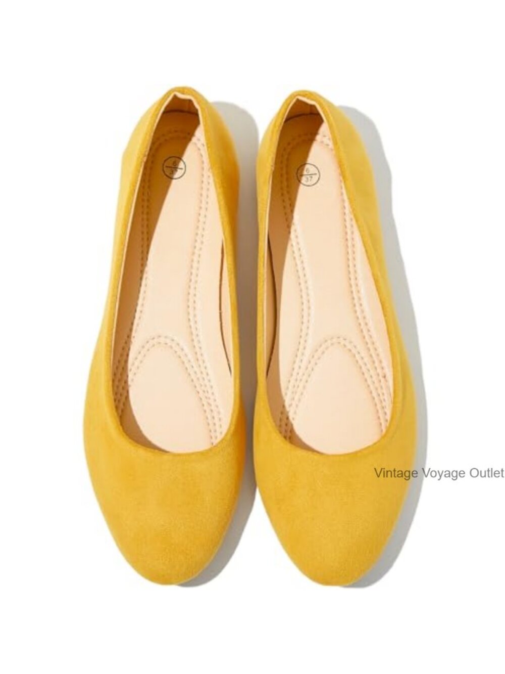 Suede Ballet Flats Round Toe Memory Foam Foldable Work Shoes